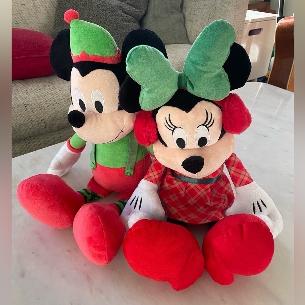 NWOT Disney Holiday Mickey Mouse and Minnie Mouse Plush Toys - Picture 2 of 8